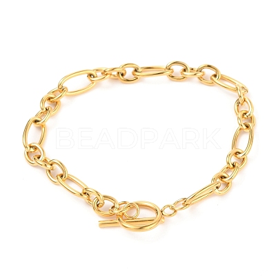 Unisex PVD Vacuum Plating 304 Stainless Steel Figaro Chain Bracelets BJEW-H541-06A-G-1