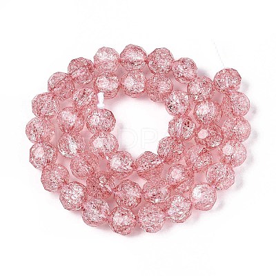 Transparent Crackle Glass Beads Strands GLAA-N053-8mm-07-1