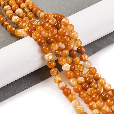 Natural Striped Agate/Banded Agate Beads Strands G-H037-A02-01-1