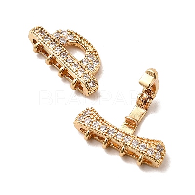 Brass Micro Pave Clear Cubic Zirconia Fold Over Clasps KK-C075-33G-1