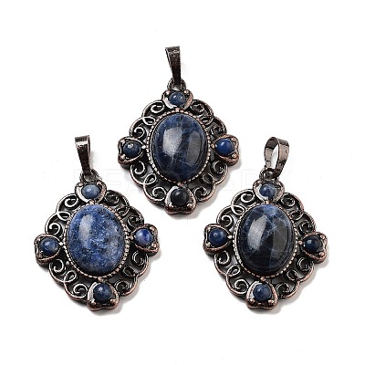Natural Sodalite Rhombus Pendants G-K363-02R-09-1