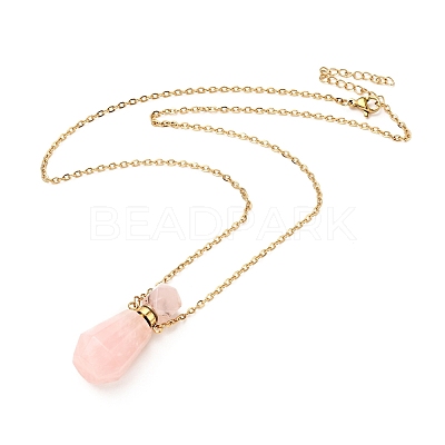 Openable Faceted Natural & Synthetic Mixed Stone Perfume Bottle Pendant Necklaces for Women NJEW-F296-03G-1