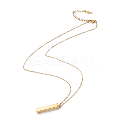 Ion Plating(IP) 304 Stainless Steel Rectangle Bar Pendant Necklace NJEW-P262-18-1