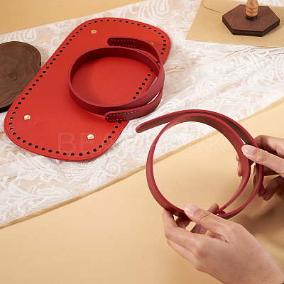 1Pc PU Leather Oval Long Bag Bottoms DIY-TA0015-27-1