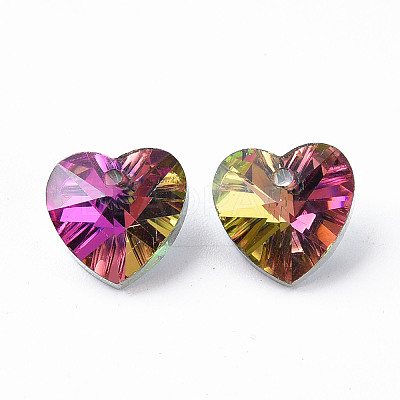 Heart Electroplated Glass Charms EGLA-N006-012C-1