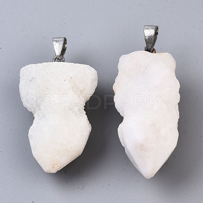 Rough Raw Electroplate Natural Druzy Agate Pendants G-S359-274E-1