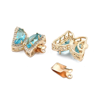 Brass Micro Pave Cubic Zirconia Box Clasps KK-B125-20G-1