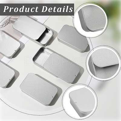 6Pcs Slide Top Tinplate Trinket Storage Boxes CON-SP0001-23F-1