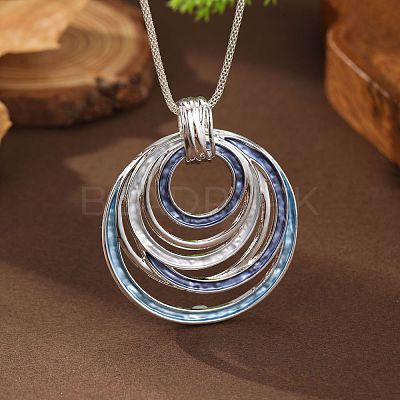 Multi Ring Zinc Alloy Enamel Pendant Necklaces for Women FS-WG47317-03-1
