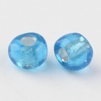 6/0 Round Silver Lined Round Hole Glass Seed Beads X-SEED-A005-4mm-23-1