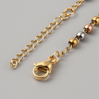 304 Stainless Steel Jesus & Cross Link Bracelet with 201 Stainless Steel Beaded Chains BJEW-WH0012-20D-1