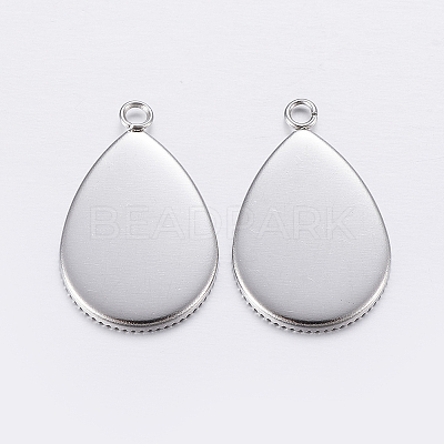 Tarnish Resistant 304 Stainless Steel Pendant Cabochon Settings X-STAS-P198-14B-1