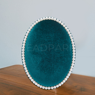 Oval Velvet Cover MDF Jewelry Display Stands ODIS-WH0025-105-1