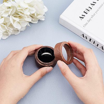 Walnut Wooden Engagement Ring Boxes CON-WH0072-87-1