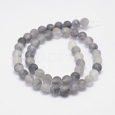 Frosted Natural Cloudy Quartz Round Beads Strands G-F255-02-6mm-1