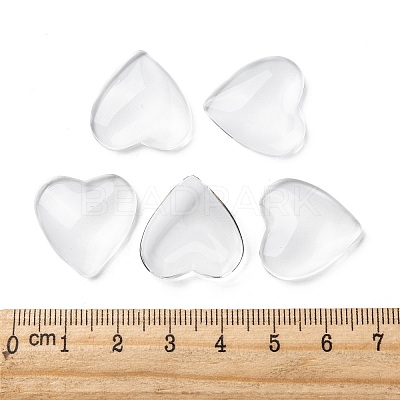 Transparent Glass Heart Cabochons GGLA-R021-20mm-1