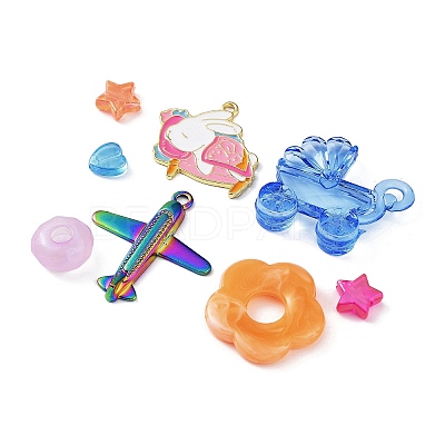 10Pcs Alloy Enamel with 100g Acrylic Beads & Pendants FIND-XCP0002-60-1