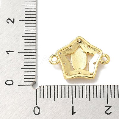 Rack Plating Brass Micro Pave Clear Cubic Zirconia Star with Virgin Mary Connector Charms KK-L224-096G-1