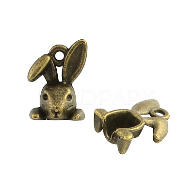 Tibetan Style Alloy Rabbit Charms TIBEP-Q041-023AB-NR-1
