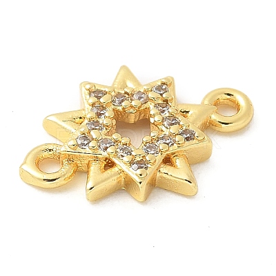 Brass Micro Pave Cubic Zirconia Connector Charms KK-U053-24G-1