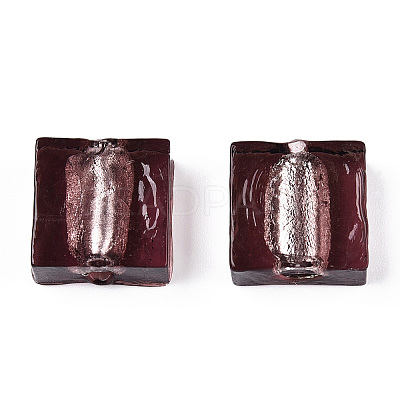Handmade Silver Foil Lampwork Beads FOIL-S006-12x12mm-05-1