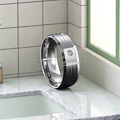 304 Stainless Steel Rhinestone Finger Rings for Men WG62EA8-01-1