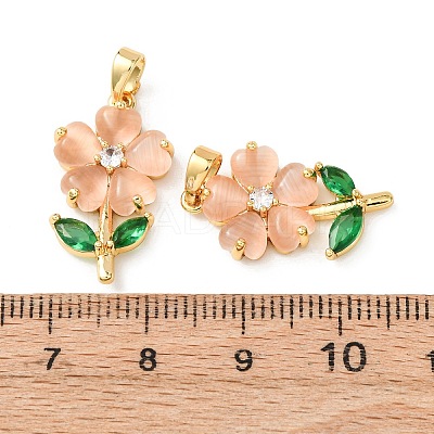 Brass Micro Pave Cubic Zirconia Pendants KK-H089-32G-01-1