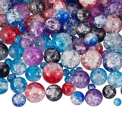 150Pcs 5 Styles Baking Paint Crackle Glass Bead Strands CCG-SZ0001-07-1