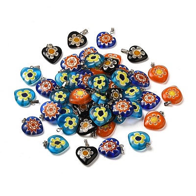 Handmade Millefiori Glass Pendants LAMP-O016-02B-1