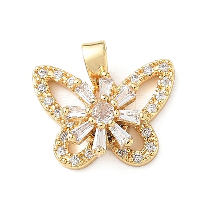 Brass Micro Pave Cubic Zirconia Rotating Pendants KK-M323-01E-G-1