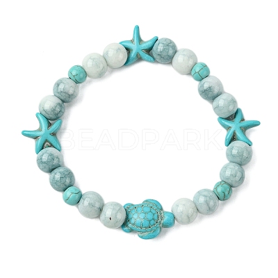 Synthetic Turquoise Beaded Stretch Bracelets for Women BJEW-TA00574-01-1