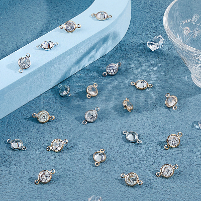 40Pcs 2 Colors Cubic Zirconia Link ZIRC-FH0001-50-1