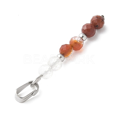 Faceted Round Natural Mixed Gemstone Beaded Pendants X-PALLOY-JF03529-1