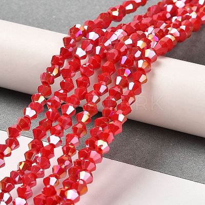 Opaque Solid Color Electroplate Glass Beads Strands EGLA-A039-P4mm-B02-1