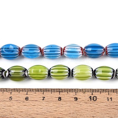 Handmade Millefiori Lampwork Chevron Beads Strands LAMP-T022-14M-1