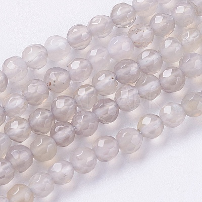 Natural Grey Agate Beads Strands X-G-G580-4mm-08-1