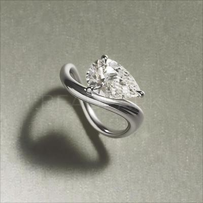 Brass Pave Single Cubic Zirconia Finger Rings for Women ZK8046-8-1