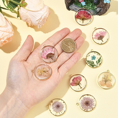 10Pcs 5 Colors Transparent Clear Epoxy Resin Pendants RESI-YW0005-03-1