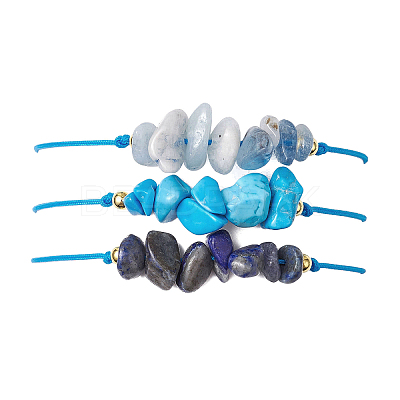 3Pcs 3 Styles Gemstone Braided Bead Bracelets BJEW-JB11146-01-1
