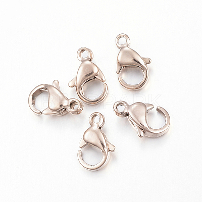 Ion Plating(IP) 304 Stainless Steel Lobster Claw Clasps X-STAS-H353-F-02RG-1
