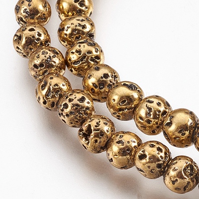 Electroplate Natural Lava Rock Beads Strands G-I200-17E-1