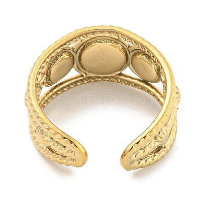 Ion Plating(IP) 304 Stainless Steel Synthetic Turquoise Cuff Rings G-Z056-06G-01-1