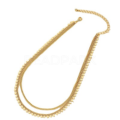 Alloy Disc Tassel Twisted Chain Double Layer Necklaces for Women FS-WG469BC-01-1
