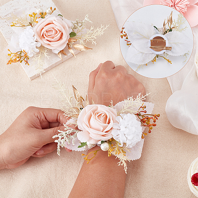 Silk Artificial Flower Boutonniere AJEW-WH0766-59-1