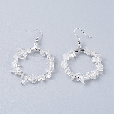 Natural Quartz Crystal Dangle Earrings EJEW-E255-D15-1