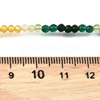 3MM Faceted Round Colorful Cubic Zirconia Beaded Necklaces for Women NJEW-A047-01G-1