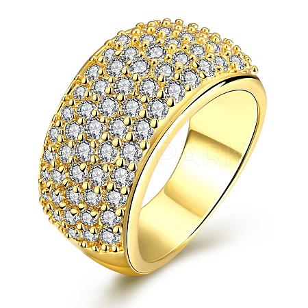 Classic Brass Cubic Zirconia Wide Band Rings for Women RJEW-BB08100-7G-1