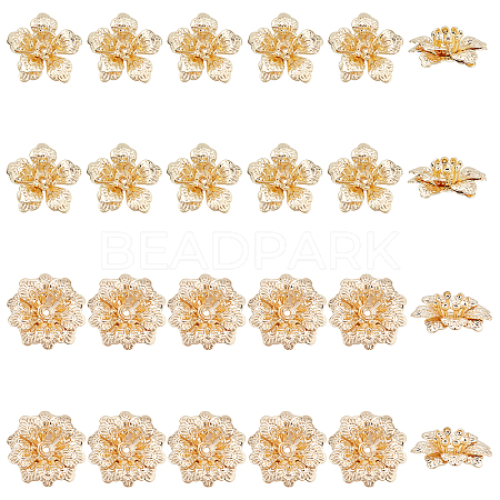 SUPERFINDINGS 24Pcs 2 Style Brass Beads FIND-FH0004-18-1