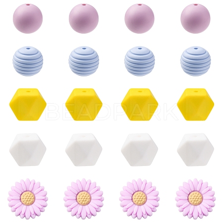 5 Styles Food Grade Eco-Friendly Silicone Beads SIL-FS0001-24-1