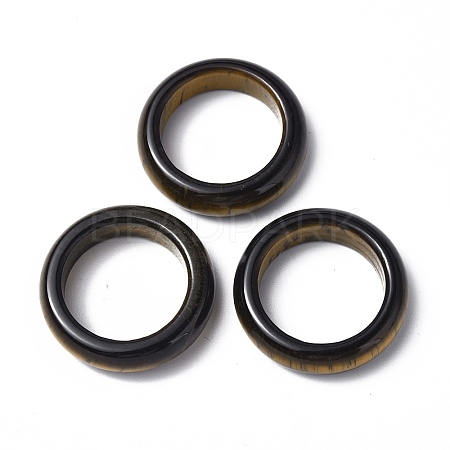 Natural Tiger Eye Plain Band Ring RJEW-P044-01A-07-1